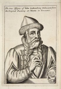 John Guttemberg, da Mechanick Exercises: or The Doctrine of Handy-Works applied to the Art of Printing, pub. 1683 da Albrecht after Mentz