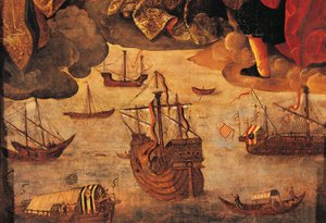 Caravella spagnola (dettaglio da Vergine dei Navigatori) da Alejo Fernandez
