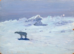 Un Orso Polare Caccia in una Notte di Luna, 1899 da Aleksandr Alekseevich Borisov