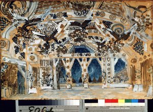 Scenografia per la pièce teatrale "La signora del mare" di H. Ibsen da Aleksandr Jakovlevic Golovin