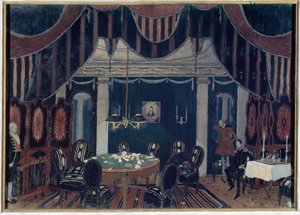 Decorazione preparatoria per la pièce teatrale "La mascherata" di Mikhail Lermontov