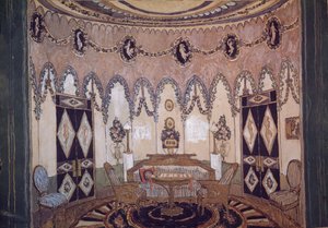 Scenografia per la commedia teatrale Due fratelli di M. Lermontov, 1915