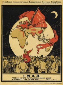 Il 1° maggio. I lavoratori non hanno nulla da perdere, ma hanno tutto il mondo da guadagnare - Apsit, Alexander Petrovich (1880-1944) - 1919 - Biblioteca di Stato Russa, Mosca