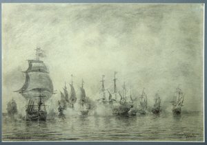 Prima battaglia navale. Naum Senyavin, 1865-1866 da Aleksei Petrovich Bogolyubov