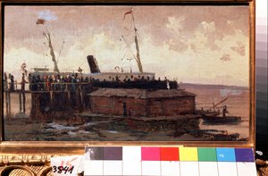 Veduta di un piroscafo al molo in un porto da Aleksei Petrovich Bogolyubov