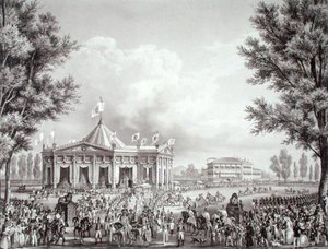 Processione che passa il padiglione eretto per l