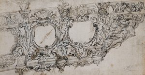Progetto per la Prua della Galleria di Papa Urbano VIII con le Armi Barberini di Api e Sole, Ignudi, Tritoni, Ippocampi, Putti e un