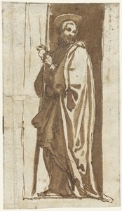 Santo in piedi in una nicchia (Giovanni Battista?) da Alessandro Casolani (possibly)