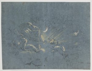 Selene ed Endimione, disegno per un dipinto sul soffitto da Alessandro Gherardini