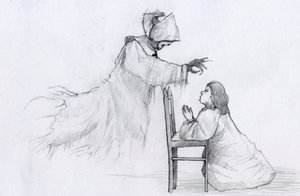 Fantasma di una suora anziana con mani storte appare a una bambina che prega da Alessandro Lonati