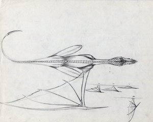 Animale leggendario per illustrazione fantasy: studio per un drago