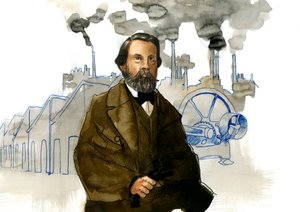 Ritratto di Friedrich Engels (1820-1895), teorico e politico socialista tedesco da Alessandro Lonati