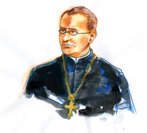Ritratto di Gregor Mendel (1822-1884) monaco cattolico e botanico fondatore della genetica da Alessandro Lonati