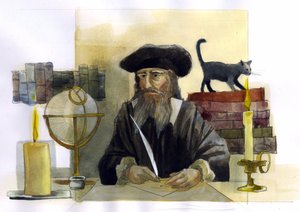 Ritratto di Michel de Notre Dame (Nostradamus) (Illustrazione di Alessandro Lonati)