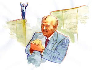 Ritratto di Mikhail Gorbaciov (nato nel 1931) politico russo da Alessandro Lonati