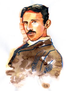 Ritratto di Nikola Tesla da Alessandro Lonati