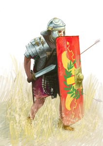 Legione romana - Legionario romano - Antichità romana: rappresentazione di un legionario romano - Disegno di Alessandro Lonati