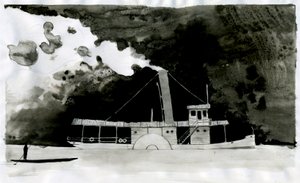 Vapore. Illustrazione del nuovo "Cuore di tenebra" di Joseph Conrad. 2012 da Alessandro Lonati