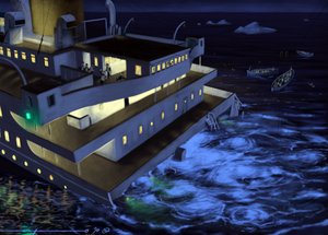 Vista del transatlantico Titanic al momento dell