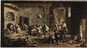 Scena nel tribunale … (oil on canvas) da Alessandro Magnasco