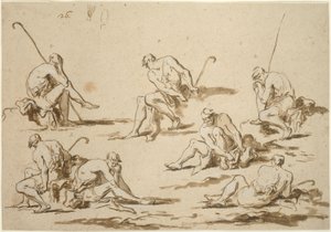 Foglio di studio con figure sedute