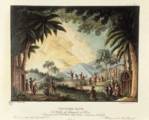 Veduta di una valle deliziosa al tempo della conquista del Nuovo Mondo da parte degli spagnoli Scenografia per il balletto 
