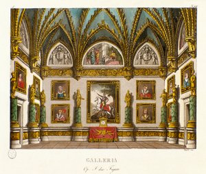 Vista della galleria decorata di dipinti - Scenografia per l