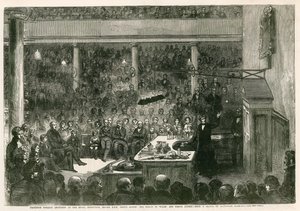 Il professor Faraday che tiene una lezione alla Royal Institution davanti a SAR il Principe Alberto, il Principe di Galles e il Principe Alfredo da Alexander Blaikley