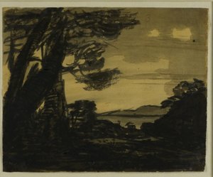 Capre sul bordo di un lago da Alexander Cozens