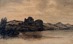 Paesaggio italiano con edificio a cupola da Alexander Cozens