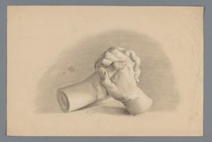 Modello in gesso di due mani giunte da Alexander Cranendoncq