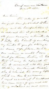 Lettera firmata A.E. Steen, campo vicino a Van Buren, al cugino Mrs. Mary Walker, Van Buren, Ark., 1 dicembre 1862 da Alexander Early Steen
