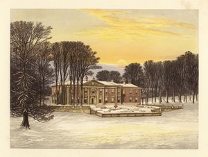 Scena invernale con Down House, Dorsetshire, Inghilterra