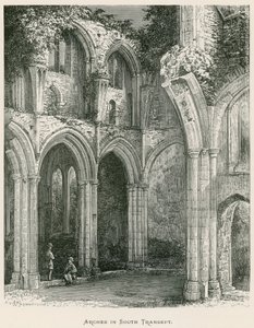 Abbazia di Netley, Archi nel transetto sud (incisione) da Alexander Francis Lydon