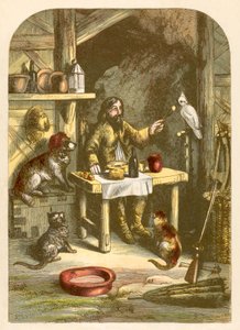Robinson Crusoe a cena con la sua piccola famiglia
