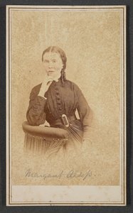 Ritratto carte-de-visite di Margaret Alsop, ca. 1865 da Alexander Gardner