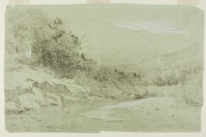 Fiume con montagne in lontananza da Alexander Helwig Wyant