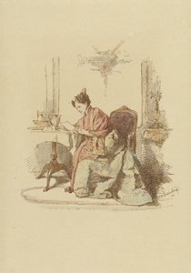 Donna che legge una lettera a un tavolo da Alexander Hugo Bakker Korff