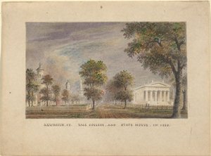 New Haven CT. Yale College e State House nel 1830