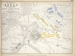 Mappa della Battaglia di Hanau, pubblicata da William Blackwood and Sons, Edimburgo e Londra, 1848
