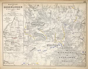 Mappa della battaglia di Hohenlinden, pubblicata da William Blackwood and Sons, Edimburgo e Londra, 1848 (incisione colorata a mano)