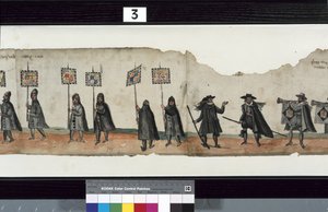 Dettaglio dal corteo funebre di Huntly, detto essere stato usato per le esequie di George 1°, Marchese di Huntly (dettaglio)