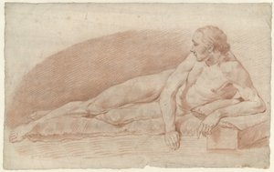 Nudo maschile sdraiato, verso destra