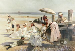 Sulle rive di Bognor Regis - Gruppo di ritratti della coppia Harford e dei loro figli da Alexander M. Rossi