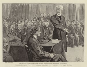 Presentazione a Sir Henry Irving per il conferimento del titolo