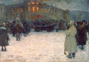 Un incendio al castello lituano, Rivoluzione di febbraio 1917, San Pietroburgo da Alexander Vakhrameyev