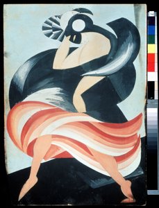 "Maschera femminile" Costume per un personaggio della pièce "Romeo e Giulietta" di William Shakespeare. Gouache di Alexandra Alexandrovna Exter (1882-1949) 1921 Museo Centrale Statale A. Bakhrushin del Teatro, Mosca, Russia da Alexandra Alexandrowna Exter
