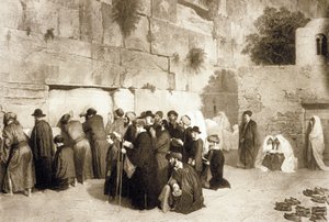 Ebrei al Muro del Pianto, Gerusalemme, c.1880 da Alexandre (after) Bida