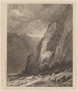 Scogliere in una tempesta da Alexandre Calame