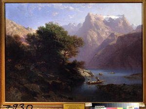 Paesaggio di montagna con lago in Svizzera da Alexandre Calame